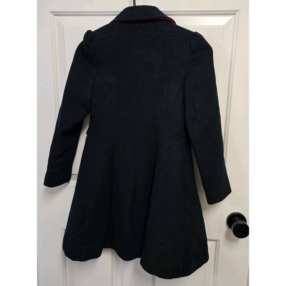 Tailored by Rothschild Girls Military Dress Coat Navy Blue Red Trim Silver 8 - Picture 3 of 3